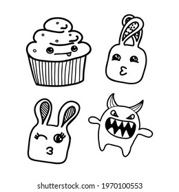 Doodle character. Peach character. Cute style character. Cute fruit style. Cartoon . Illustration vector. kawaii character, vector sketch illustration