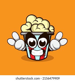 DOODLE CHARACTER OF POPCORN IN THE BUCKET