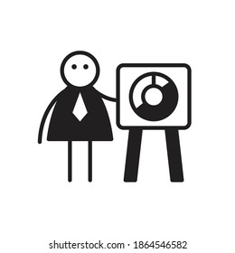 doodle character presenting with pie chart vector