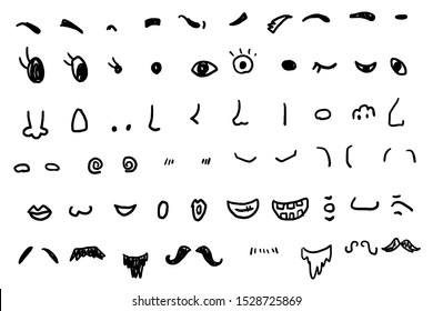 Doodle character production set for design