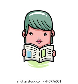 Doodle Character reading a book