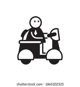 doodle character riding scooter vector