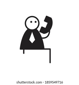 doodle character sitting and talking on a telephone