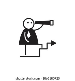 doodle character using binoculars for vision concept