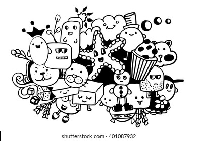 Doodle Characters Cartoon Stock Vector (Royalty Free) 401087932 ...