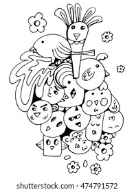 Doodle Characters Cartoon Bird