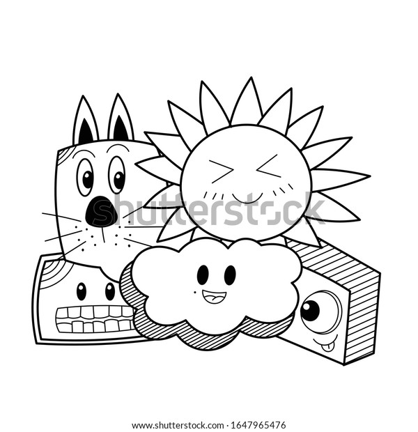 Image Vectorielle De Stock De Dessin De Doodle Character Monstre Nuage