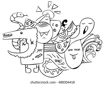 Doodle Characters Cartoon Vectot 