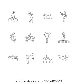 doodle characters with sport activities