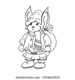 Doodle is a charming troll with big ears on a white background.Vector troll can be used for illustrations of children's books ,coloring books,textiles.