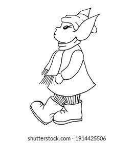 Doodle is a charming troll with big ears on a white background.Vector troll can be used for illustrations of children's books ,coloring books,textiles.
