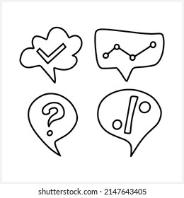 Doodle chat cloud clipart set isolated. Hand drawn speech symbol. Sketch vector stock illustration. EPS 10