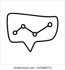 Doodle chat cloud with graph clipart isolated. Hand drawn speech symbol. Sketch vector stock illustration. EPS 10