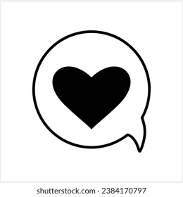 Doodle chat icon with heart. Hand drwn art. Speech symbol for web site design, logo, app, UI. Stencil vector stock illustration EPS 10