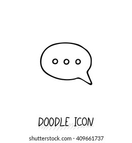 Doodle chatting icon. Text bubble. Cloud for messages, posts, sms.