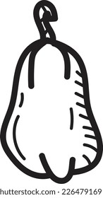 doodle chayote icon outline vector