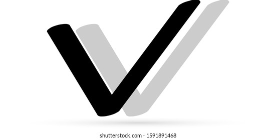 Doodle check mark icon. Hand drawing tick symbol. Vector illustration.