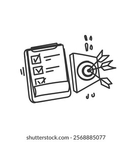 doodle checklist clipboard and dartboard arrow