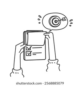 doodle checklist clipboard and dartboard arrow