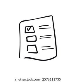 Doodle Checklist Icon, line hand drawn plan to do list vector design. Great for mobile app, web design, game, etc