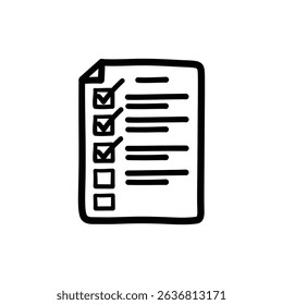 Doodle Checklist Icon Representing Task Planning and Completion