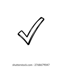 Doodle checkmark icon logo design. Hand drawn tick sign and symbol. Playful checkmark icon. Task list completion and success symbol.