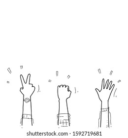 doodle of cheers hand gesture 