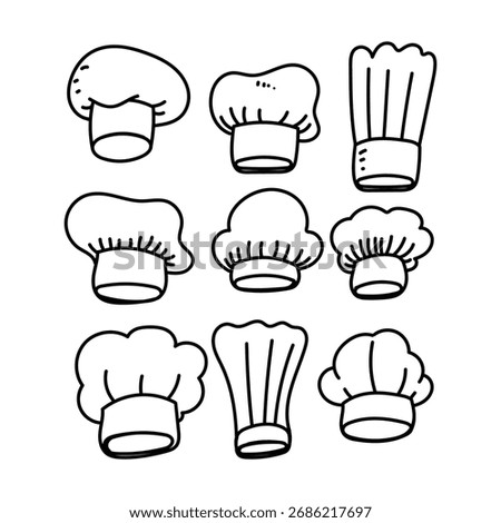 doodle chef hat collection icon symbol