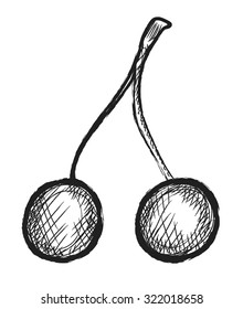 doodle cherries, vector