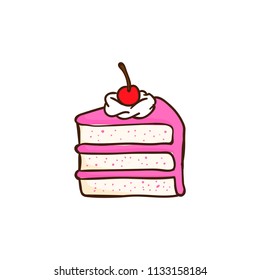 doodle cherry cake vector illustration