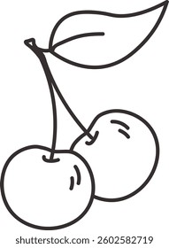 Doodle Cherry Fruit Vector Illustration