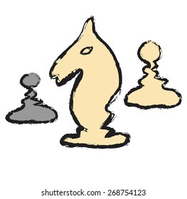 doodle  chess figure - Knight, vector illustration design element