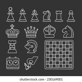 doodle chess icon set