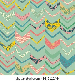 doodle chevron seamless repeat pattern design. Perfect for textile and background