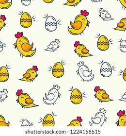 Doodle chick pattern background design