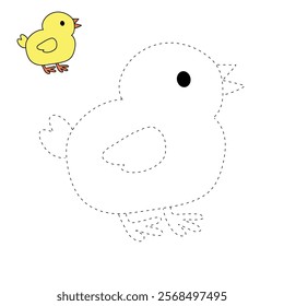 Doodle chicken coloring pages worksheets printable for kids activity, Kindergarten and preschool. Trace and color  chicken worksheets. Chick coloring page. Doodle chicken clipart vector.