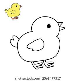 Doodle chicken coloring pages worksheets printable for kids activity, Kindergarten and preschool. Trace and color  chicken worksheets. Chick coloring page. Doodle chicken clipart vector.