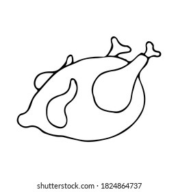 Doodle chicken illustration in vector. Hand drawn chicken icon in vector. Doodle icon of chicken
