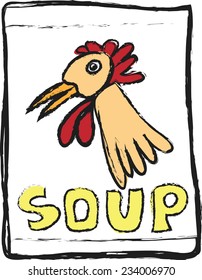 doodle Chicken Soup,  vector design element