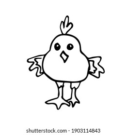 Doodle chicken stylized on a white background isolated. It can be used in seasonal design for Easter, for children's textiles, postcards, notebooks