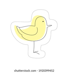 Pollo de perro. Esquema negro vectorial de un Pájaro Bebé sobre un fondo blanco. Un elemento de diseño para una pancarta, pegatina y postal. 