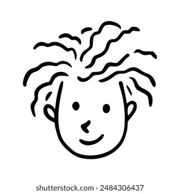 Dibujo animado de la cabeza de los niños de Doodle aislado en fondo blanco. Retratos de iconos de niño o niña.