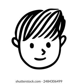 Doodle children head cartoon illustration isolated in white background. Icon portraits of boy or girl.