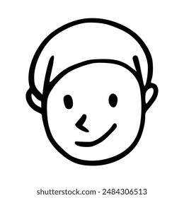 Doodle children head cartoon illustration isolated in white background. Icon portraits of boy or girl.