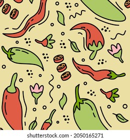 Dodle Chilis nahtloser Musterhintergrund
