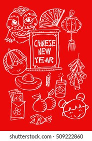 Doodle Chinese New Year icons set