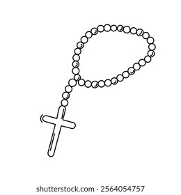 Doodle of Christian Rosary Beads with Cross Vector Illustration