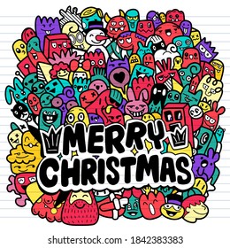 Doodle Christmas background,Christmas doodles. Hand drawn xmas illustrations. and New Year black outline icons. Modern design elements for holiday greeting card ,Each on a separate layer