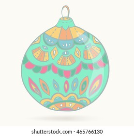 Doodle christmas ball, Christmas card, vector