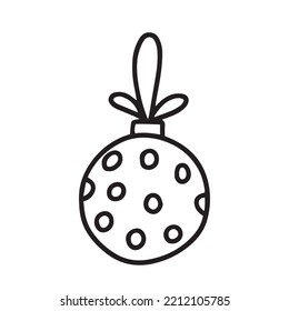 Doodle Christmas ball with dots vector illustration. Hand drawn Christmas tree decor 